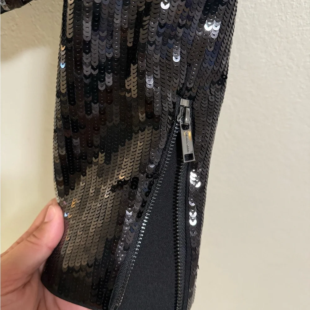 Michael Michael Kors Black Sequin Moto Jacket XXS